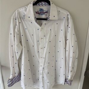 Robert Graham White Shirt with Blue and Purple Accents